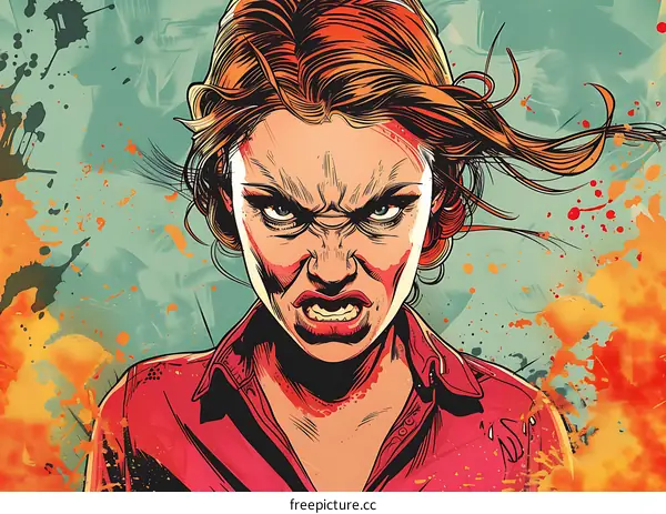 portrait of an angry redheaded woman