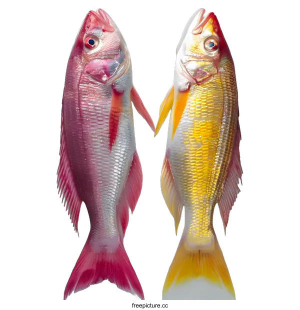 [Transparent Background PNG]Two red and yellow fish on white background
