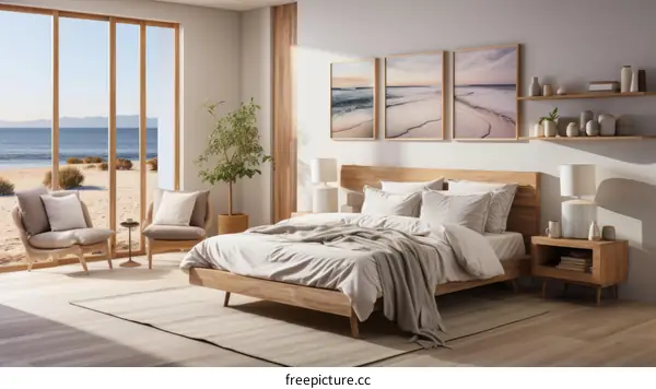 Modern Coastal Bedroom Interior Design with Minimalist Style