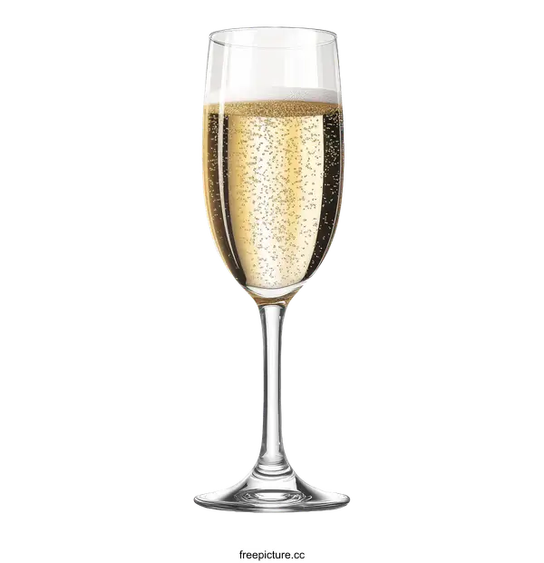 [Transparent Background PNG]Sparkling Champagne in a Flute Glass