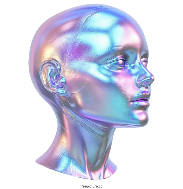 [Transparent Background PNG]Abstract Holographic Woman Head Illustration