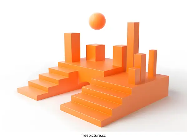 Orange Geometric Shapes Abstract Background