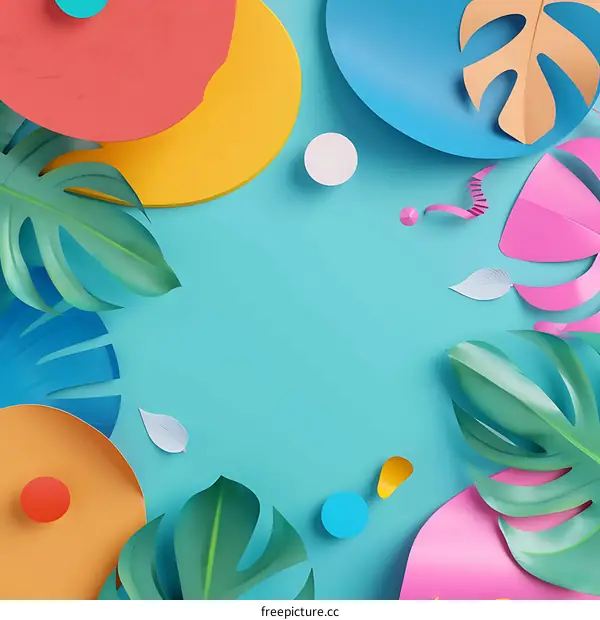 Tropical Papercut Design With Bright Colors