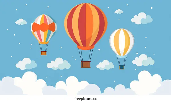 Colorful Hot Air Balloons Flying In The Sky