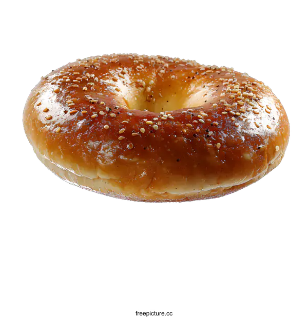 [Transparent Background PNG]Freshly Baked Sesame Seed Bagel Isolated On White Background