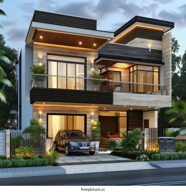 Modern House with Palm Trees