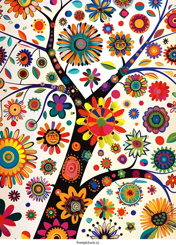 Colorful Floral Tree Illustration