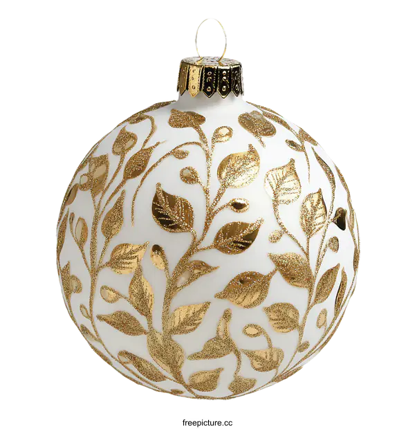 [Transparent Background PNG]Elegant Gold Leaf Ornament Christmas Ball