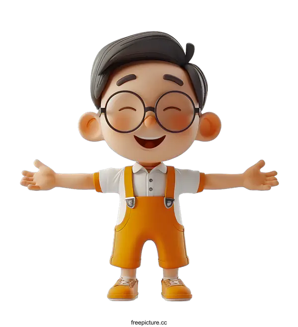 [Transparent Background PNG]3D Boy with Open Arms