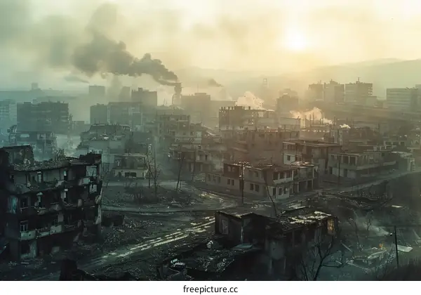 Ruins of a city after a nuclear war