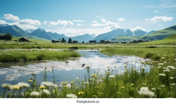 Scenic Mountain Village in Summer
