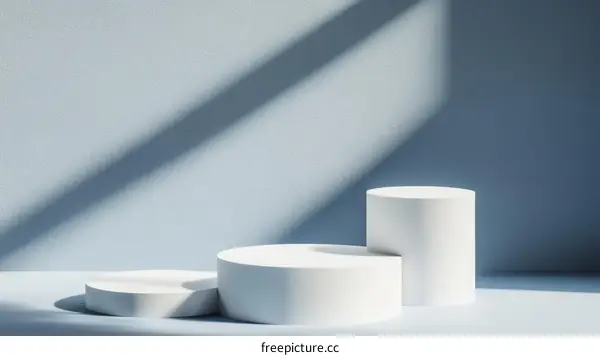 Minimalist White Cylindrical Display Podiums