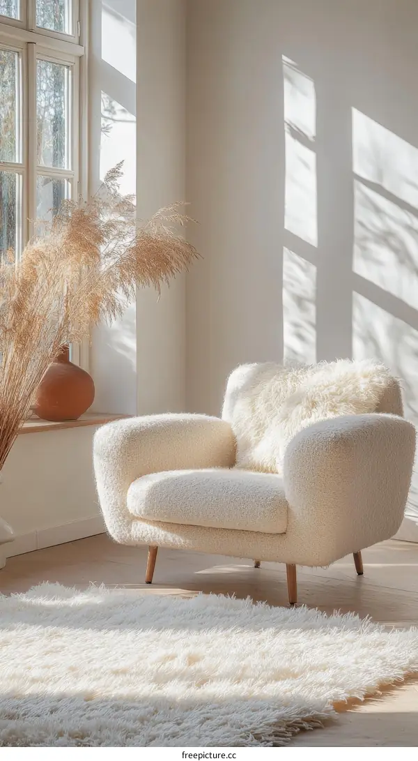 Cozy Living Room with Natural Light and Soft Furnishings