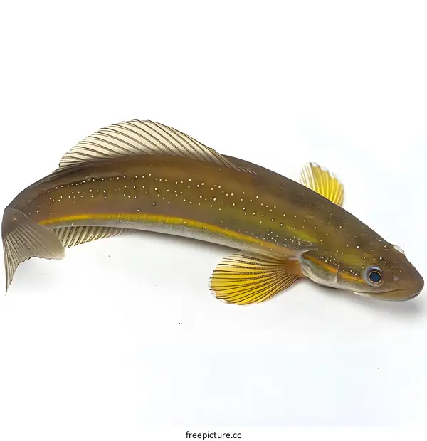 A small fish with a yellow belly and a dark brown back