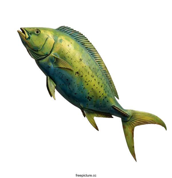 [Transparent Background PNG]Green and Blue Fish Sculpture