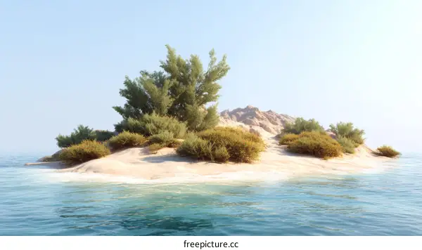 Tropical Island Paradise Scenery Illustration