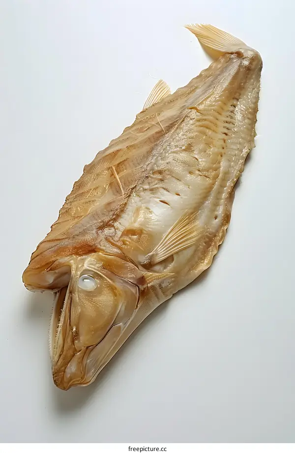 dried fish on white background
