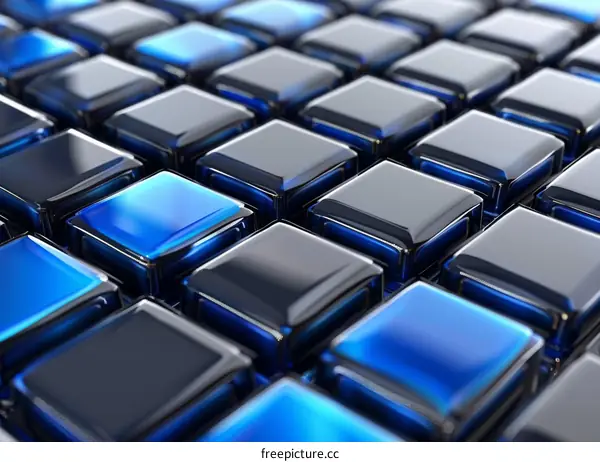 Abstract Background with Glossy Blue Cubes