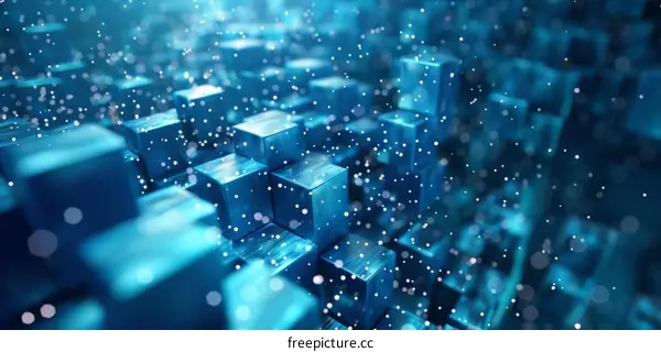 Blue glowing cubes floating in a 3D space