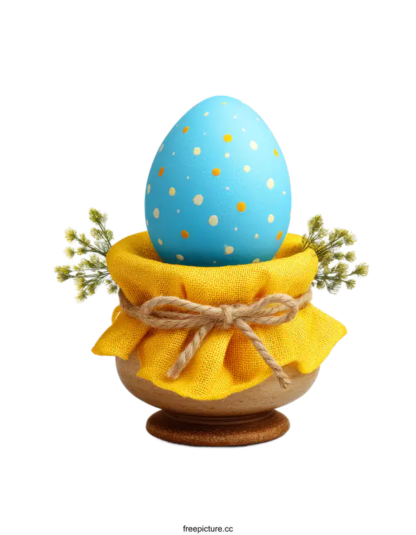 [Transparent Background PNG]Easter Egg Decorated in a Yellow Pot
