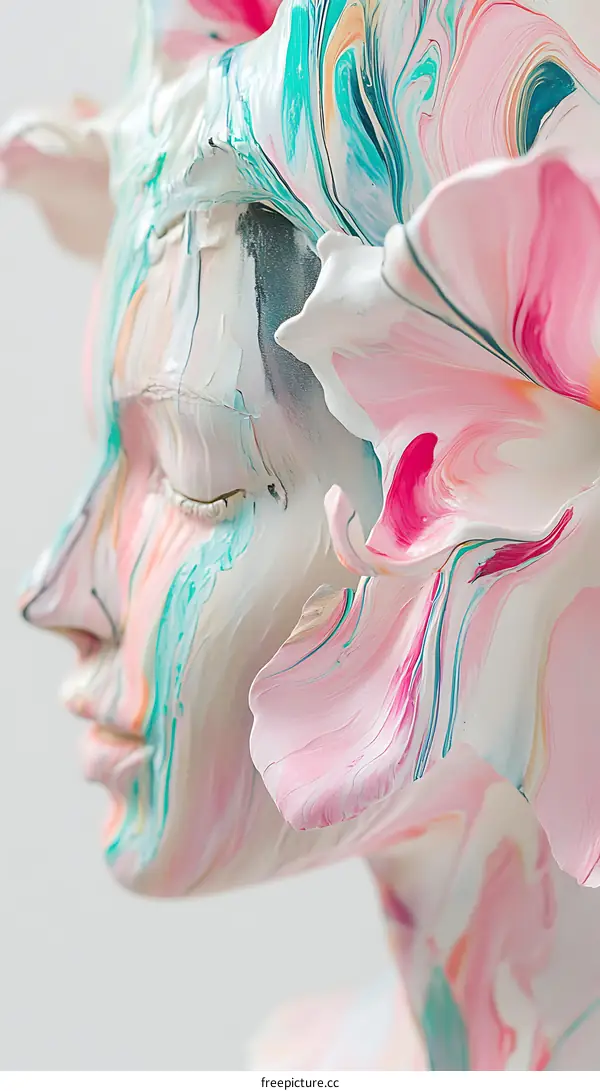 Abstract Portrait of a Woman with Flower Petals