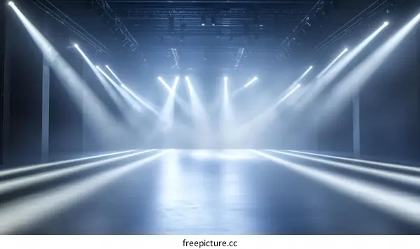 Empty Stage with Powerful Spotlight Effects