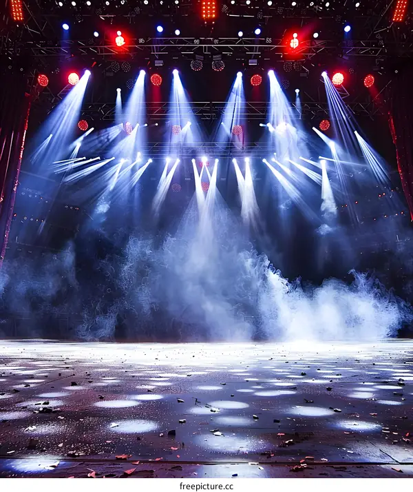 Stage Lights with Smoke and Empty Stage