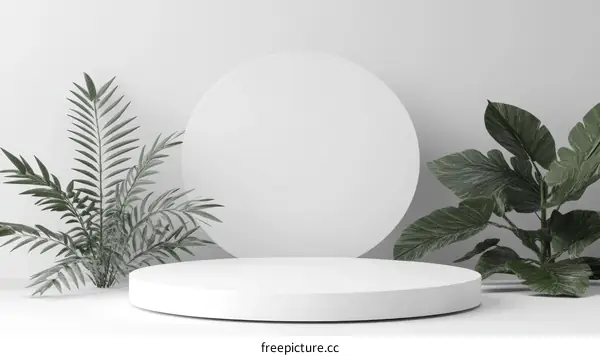 Minimalist White Product Display with Plants