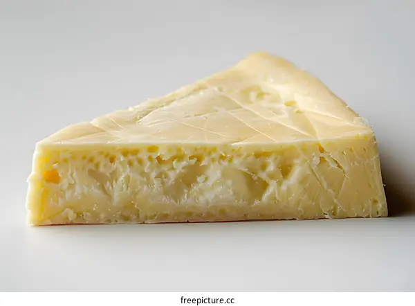 Close Up of a Wedge of Creamy White Cheese