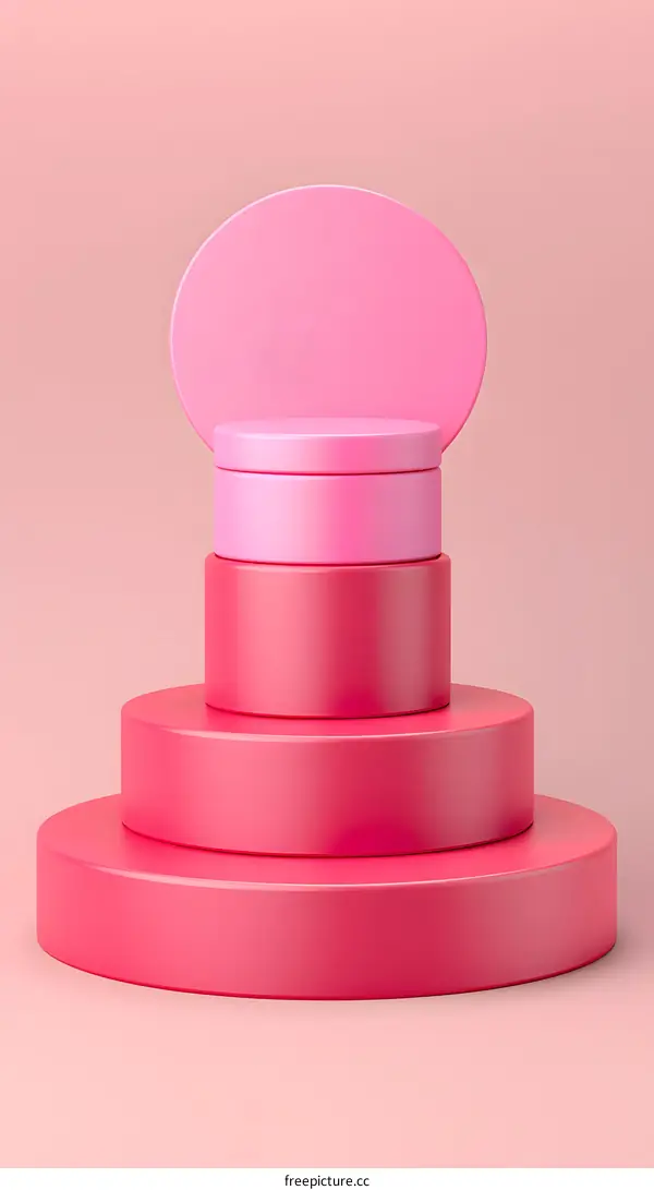 Pink Cylindrical Platform Minimalist 3D Rendering