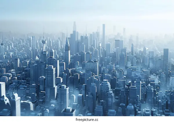 Aerial View of a Futuristic Metropolis Cityscape