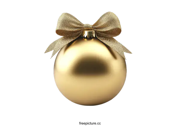 [Transparent Background PNG]Golden Christmas Ornament with Bow