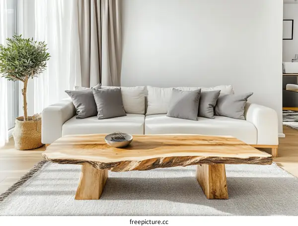 Modern Living Room with Wooden Coffee Table