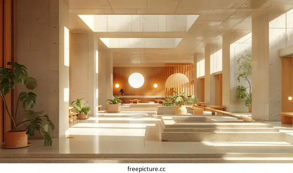 Japanese Style Hotel Lobby Interior Design: Tranquility and Minimalism