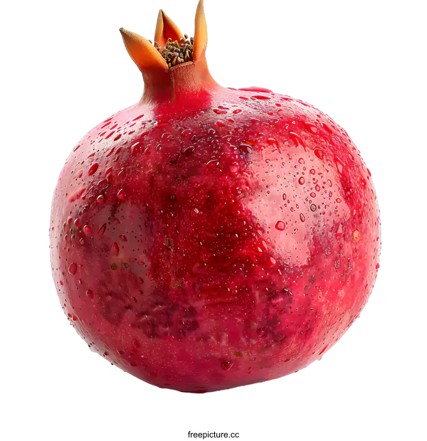 [Transparent Background PNG]A red pomegranate with water drops