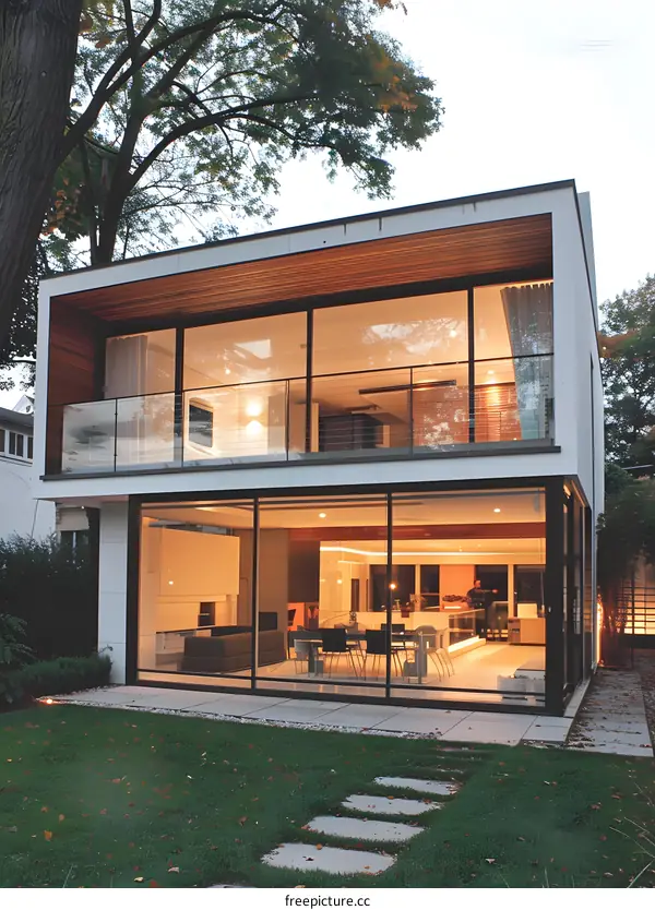 Modern Home with Large Windows and a Patio