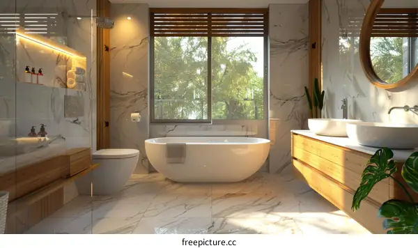 Modern Minimalist Spa Bathroom Design Illustration