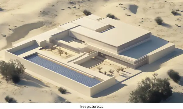 Minimalist Modern Desert House Design with Pool