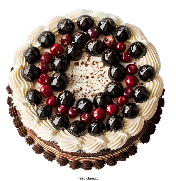 [Transparent Background PNG]Black Forest Cake with Cherries and Chocolate