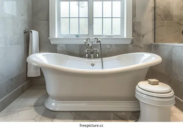 Elegant White Bathtub in a Luxurious Bathroom