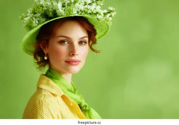Elegant Woman in Springtime Style Fashion Portrait