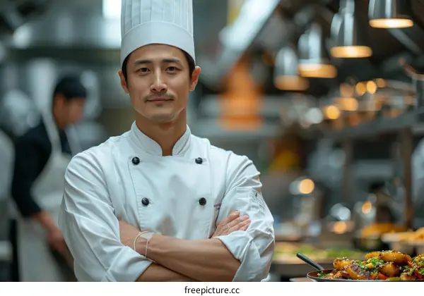 Portrait of a male chef in a professional kitchen