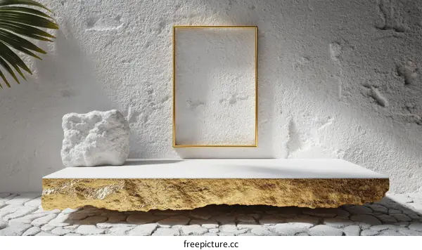 Modern Minimalist Display Shelf with Gold Accents