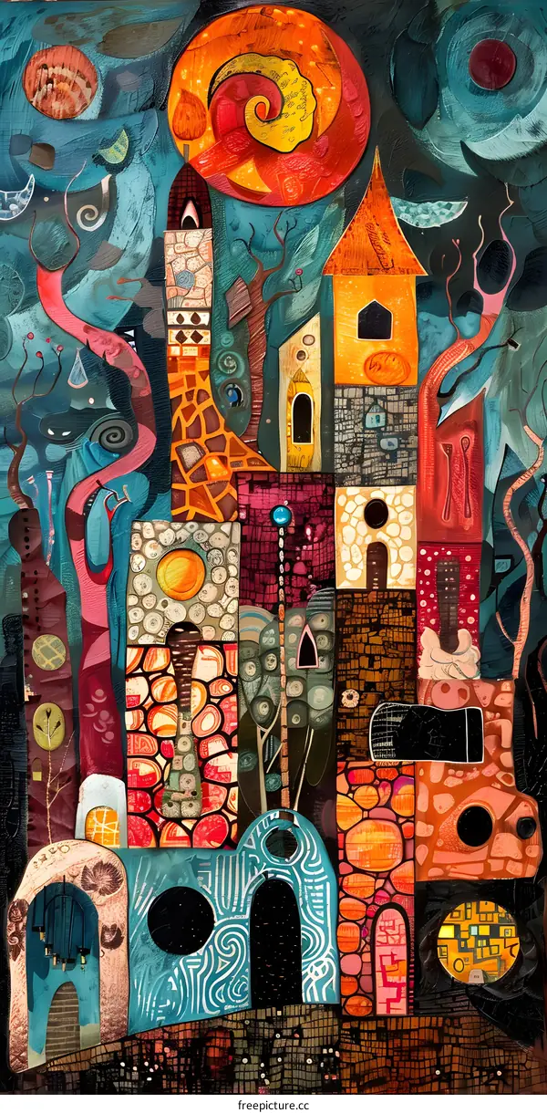 Colorful Abstract Art  Illustration of a Cityscape