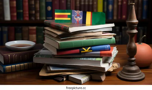Books Stacked with Globe on Top