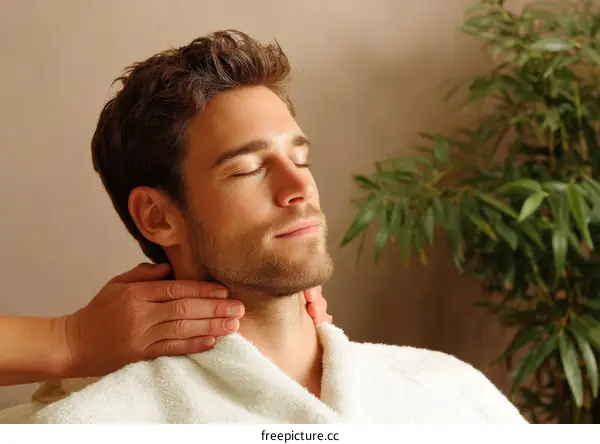 Neck Massage in Spa with Caucasian Man