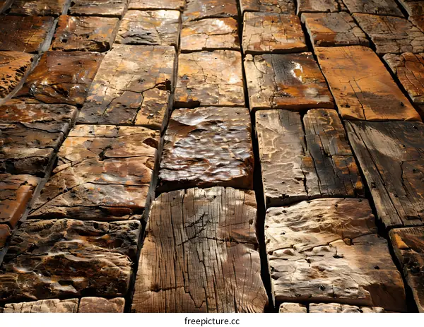 Close up Texture of Reclaimed Wood Planks