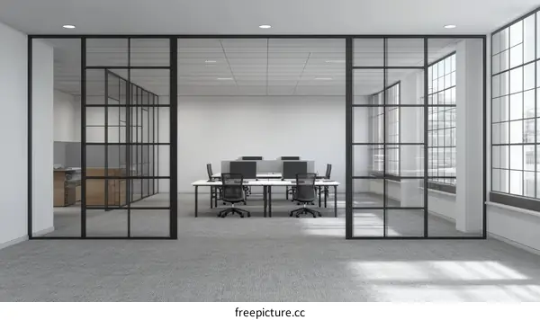 Modern Office Interior Design with Glass Partitions