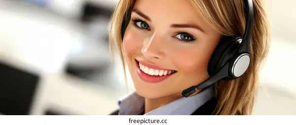 Smiling Business Woman with Headset