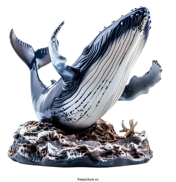 [Transparent Background PNG]Blue and white whale sculpture
